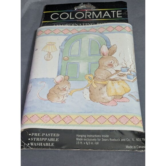 Sears Other - Colormate Coordinating Border Wallpaper Baby Animals Theme Bunny Mouse 15'x6.5"